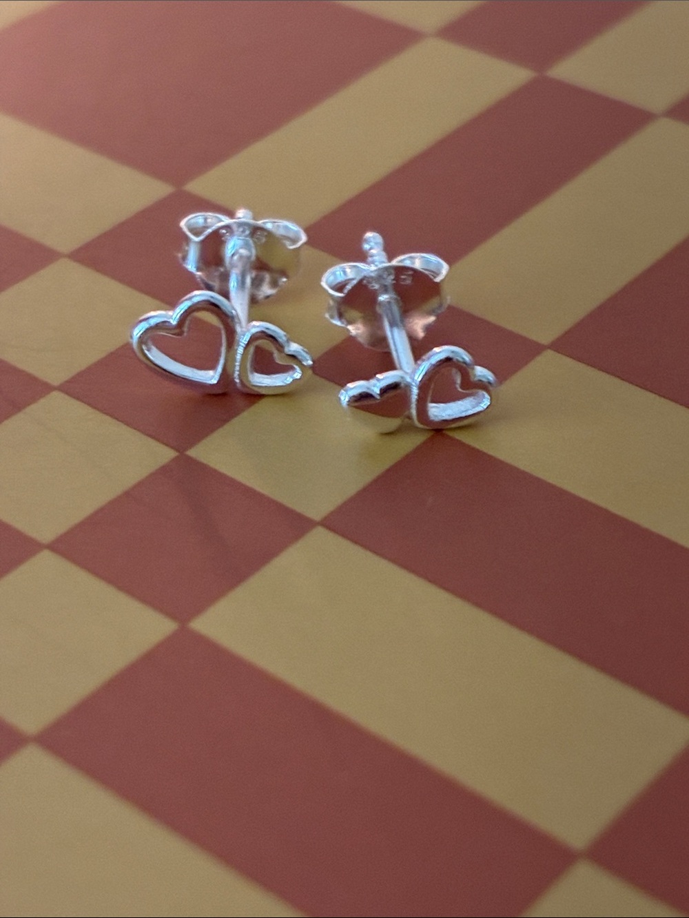 925 Sterling Silver Double Heart Stud Earrings 💞